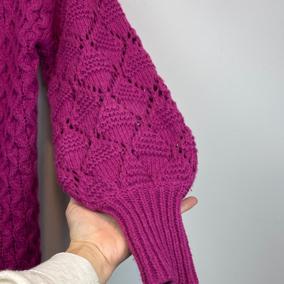 Pink Martini Textured Knit Open Cardigan | Fushia Purple Cozy Layer - Picture 5 of 13